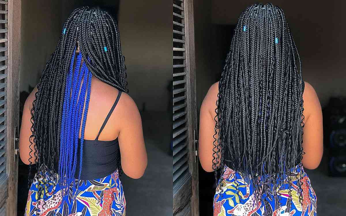 Black and Blue Peekaboo Goddess Braids