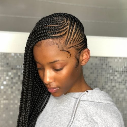 Simple Side Design for Goddess Braids