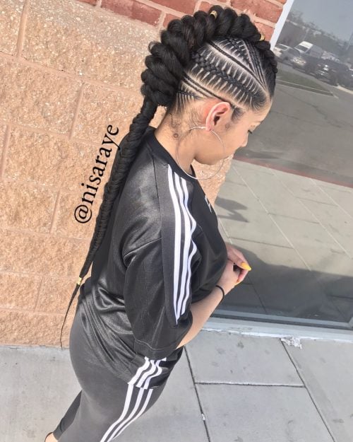 Long Goddess Braids with Faux Hawk
