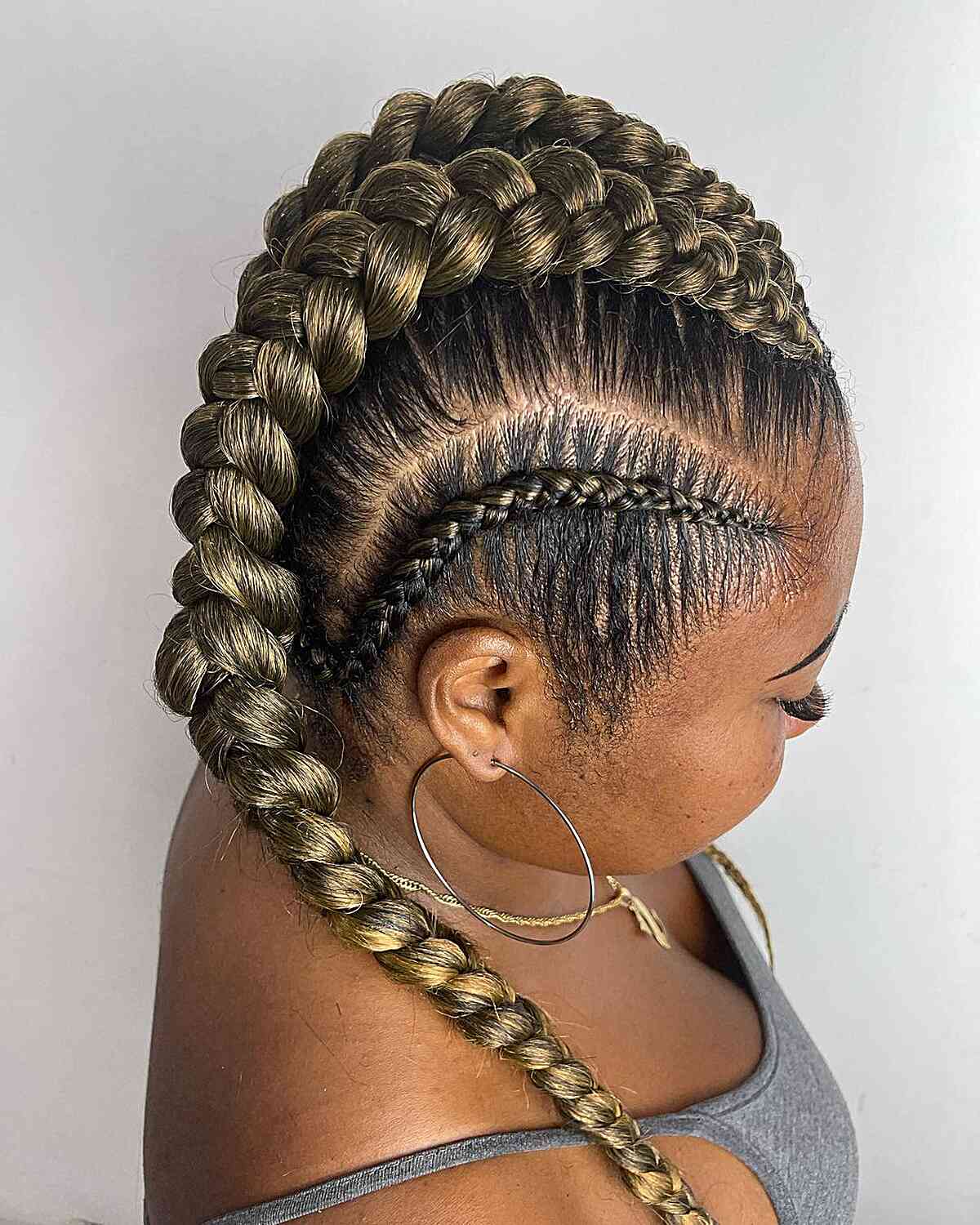 Goddess braids in a fishtail