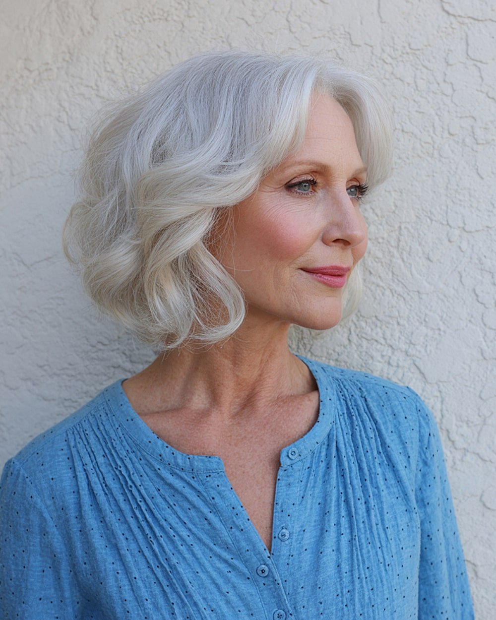 Soft -inverted bob for older women with light layers and huge curves