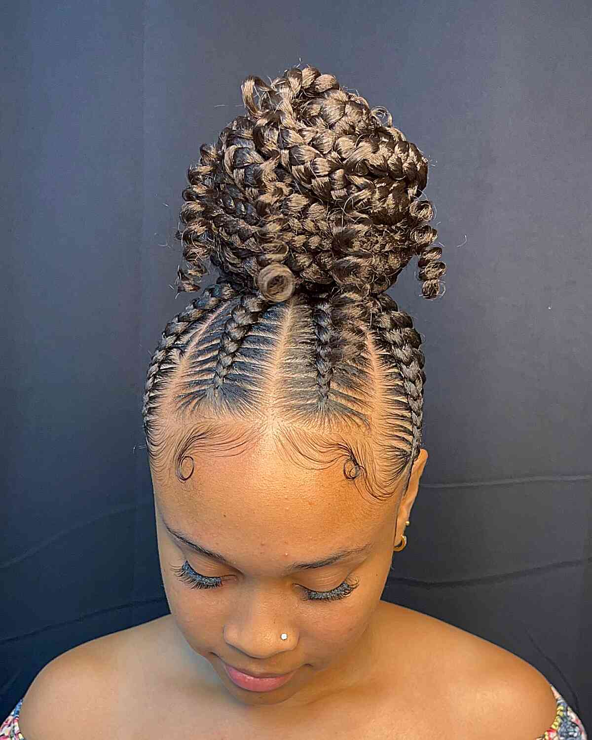 Big Knotless Braided Bun Updo for Long Hair
