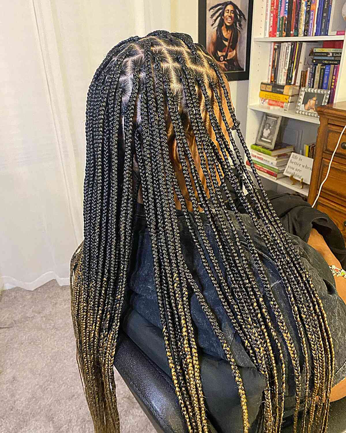 Long Black and Blonde Ombre Braids without Knots