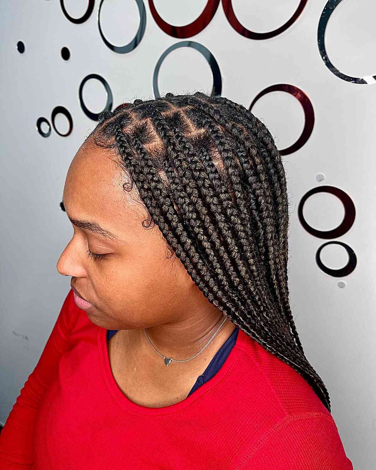 Long-Length Knotless Dark Brown Box Braids
