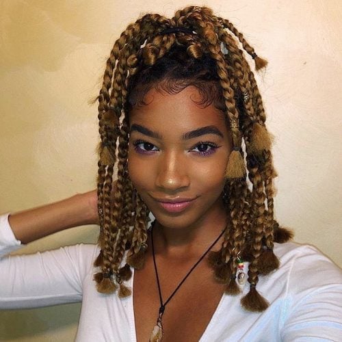 Square braids on a long bob