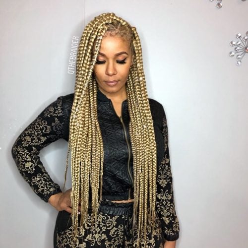 Long blond box braids