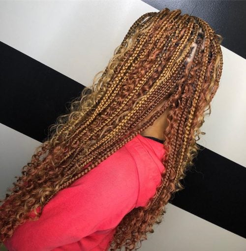 Red and blonde boxes with curly pieces