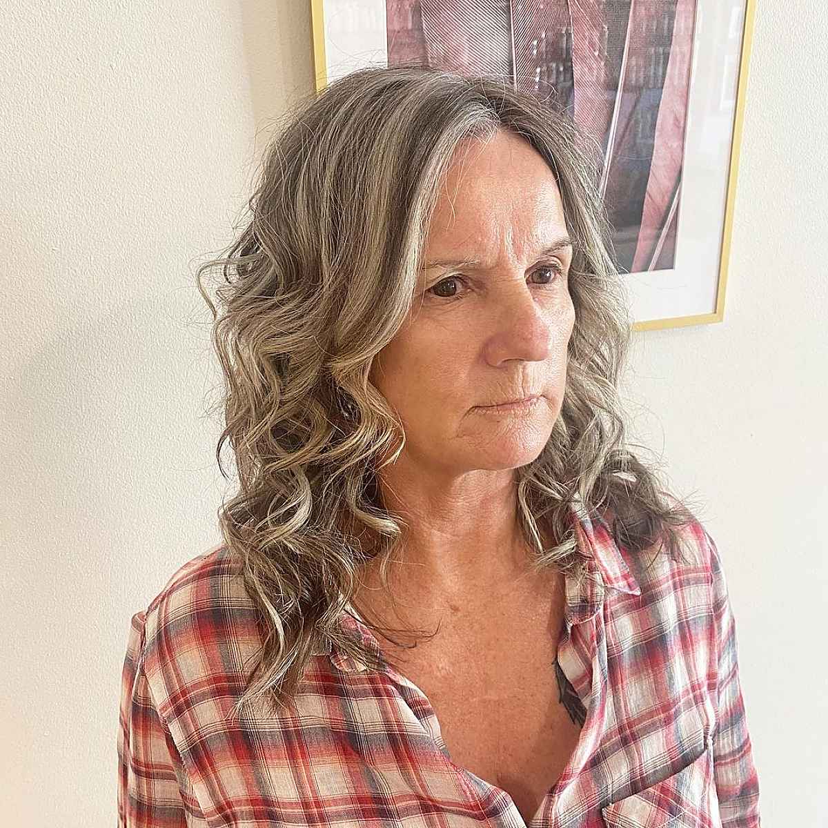 Grey Medium-Length Cut with Long Layers for Thin Hair