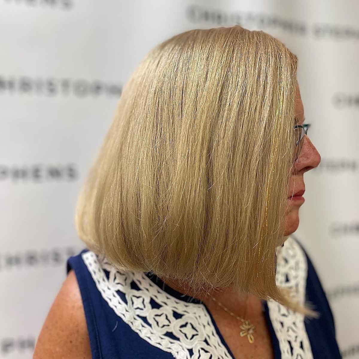 Long Bob for 60-Year-Olds with Glasses