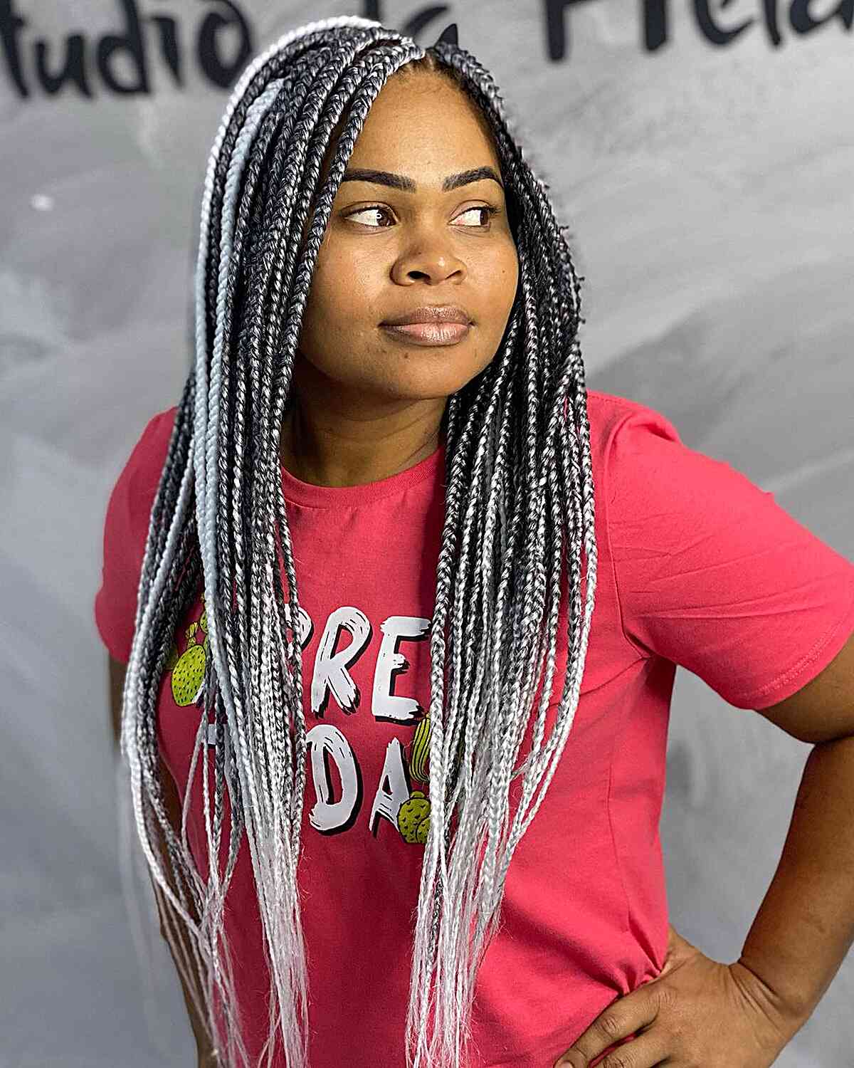Black and Platinum Long Box Braids