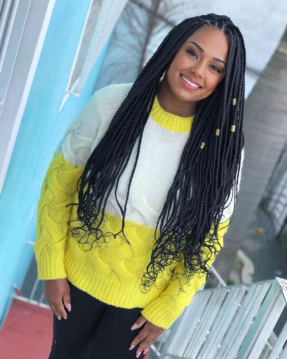 Small Long Box Braids Hairstyle