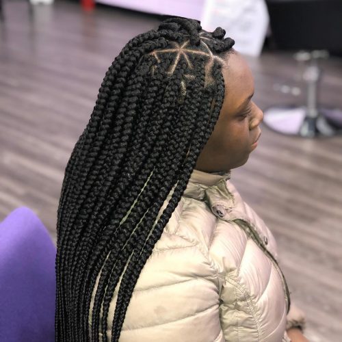Long Triangle Box Braids