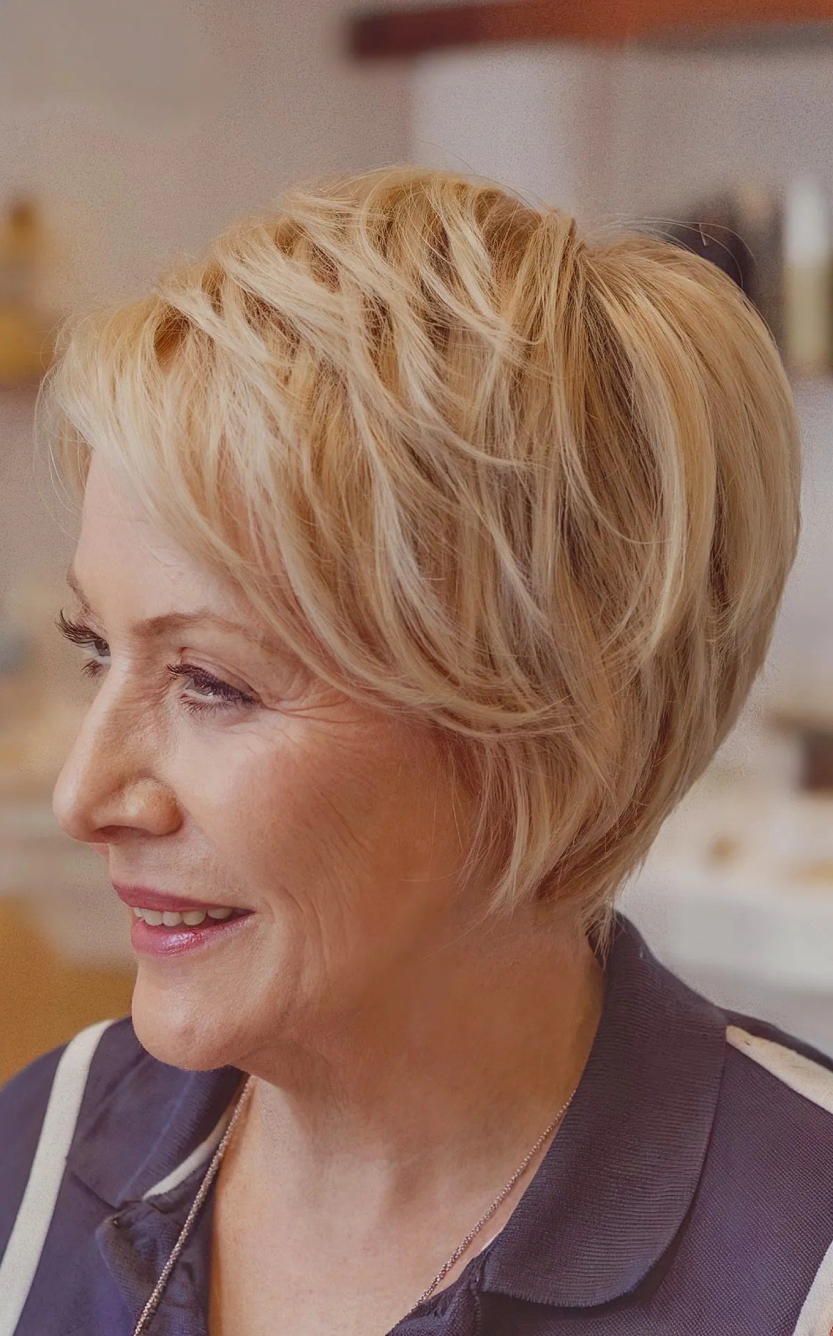Short, Stacked Pixie Bob Haircut for Women Aged 60