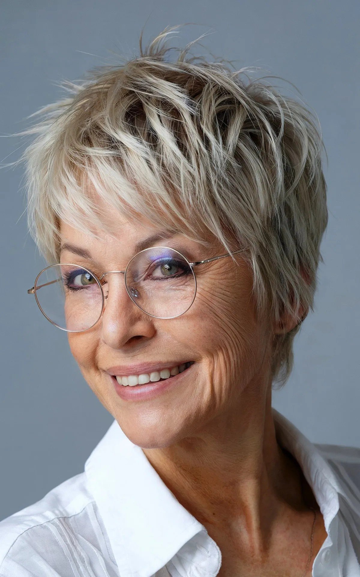 Straight Messy Pixie with Choppy Thin Layers for Older Women Over 60