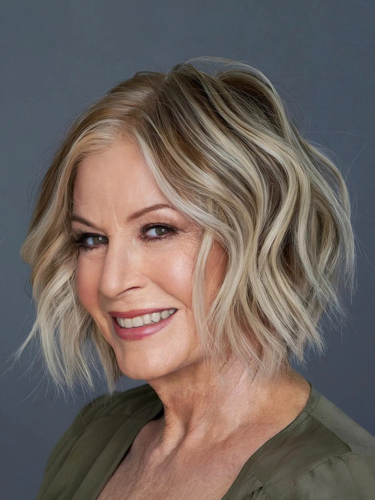 Short Bob with Sharp Choppy Ends on women 60 and up