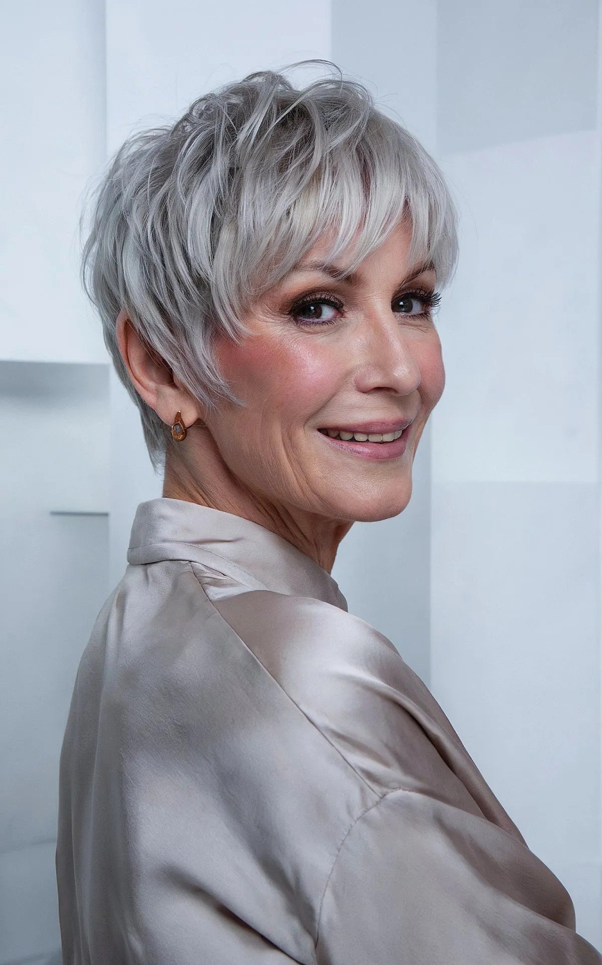Short Pixie Choppy Crop with Fringe for Thin-Haired Ladies over 60