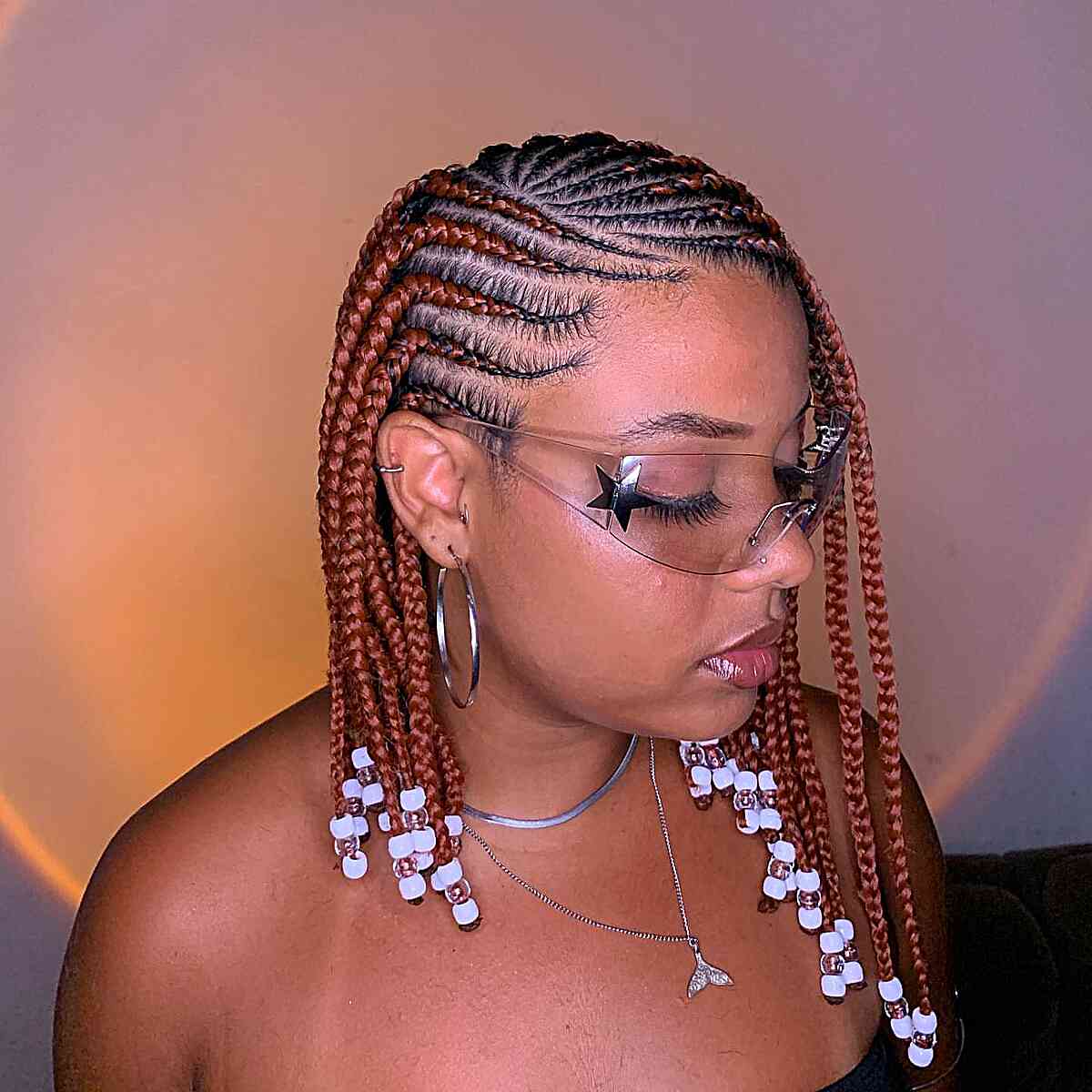 Serred lemon bob with a shoulder length with bob with beads