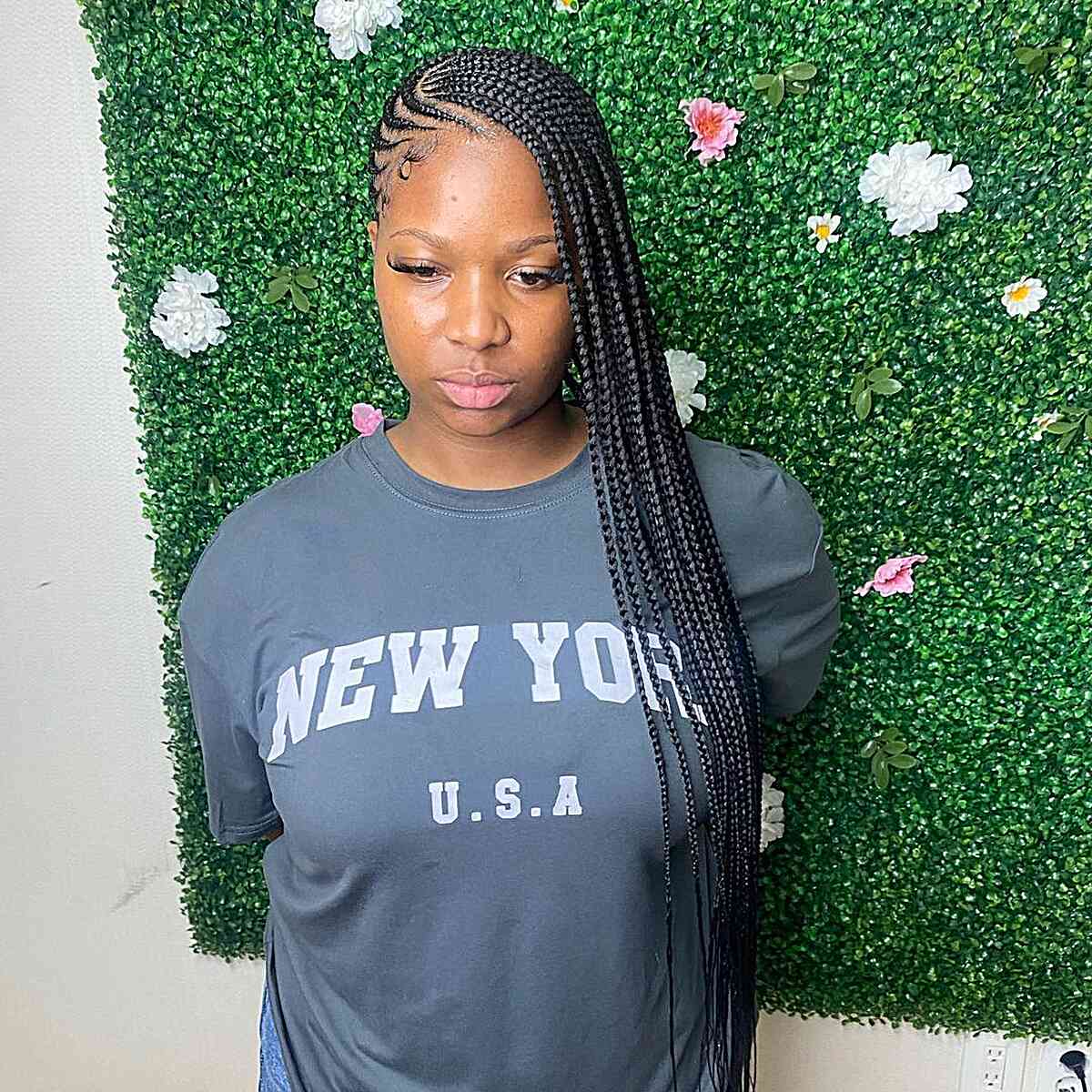 Elegant lemon juice braids along the waist
