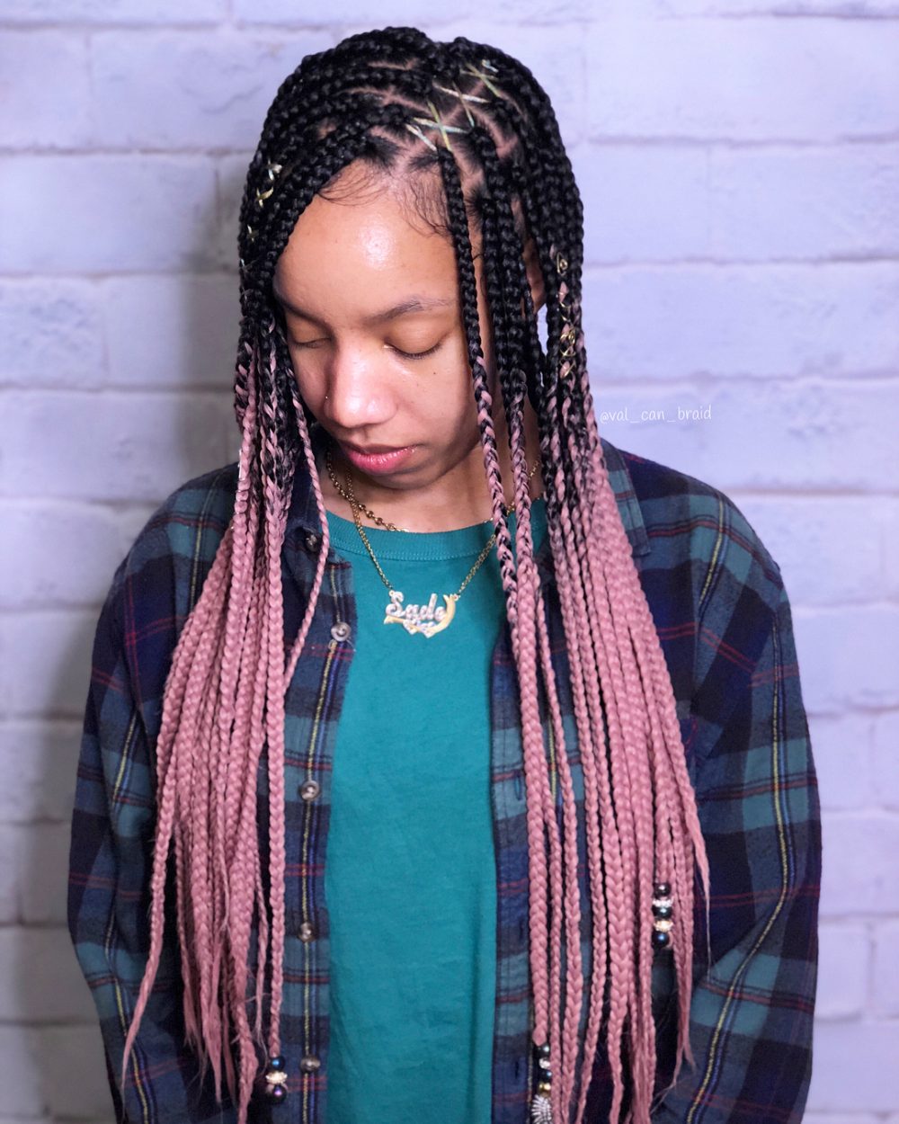 Thin lemon braids with ombre pink