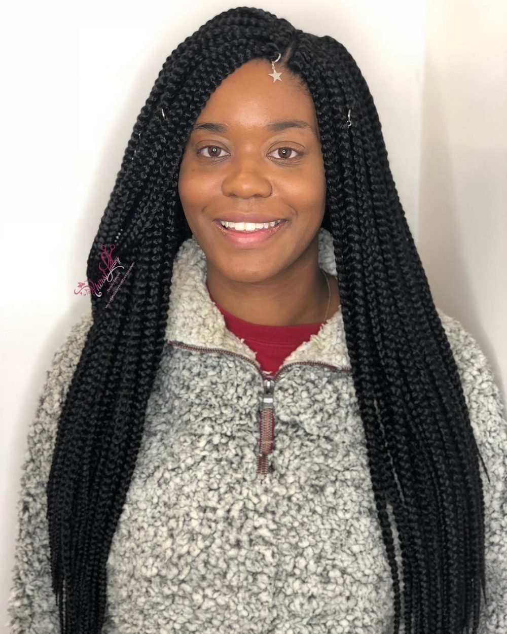 Lemon juice braids with a side part