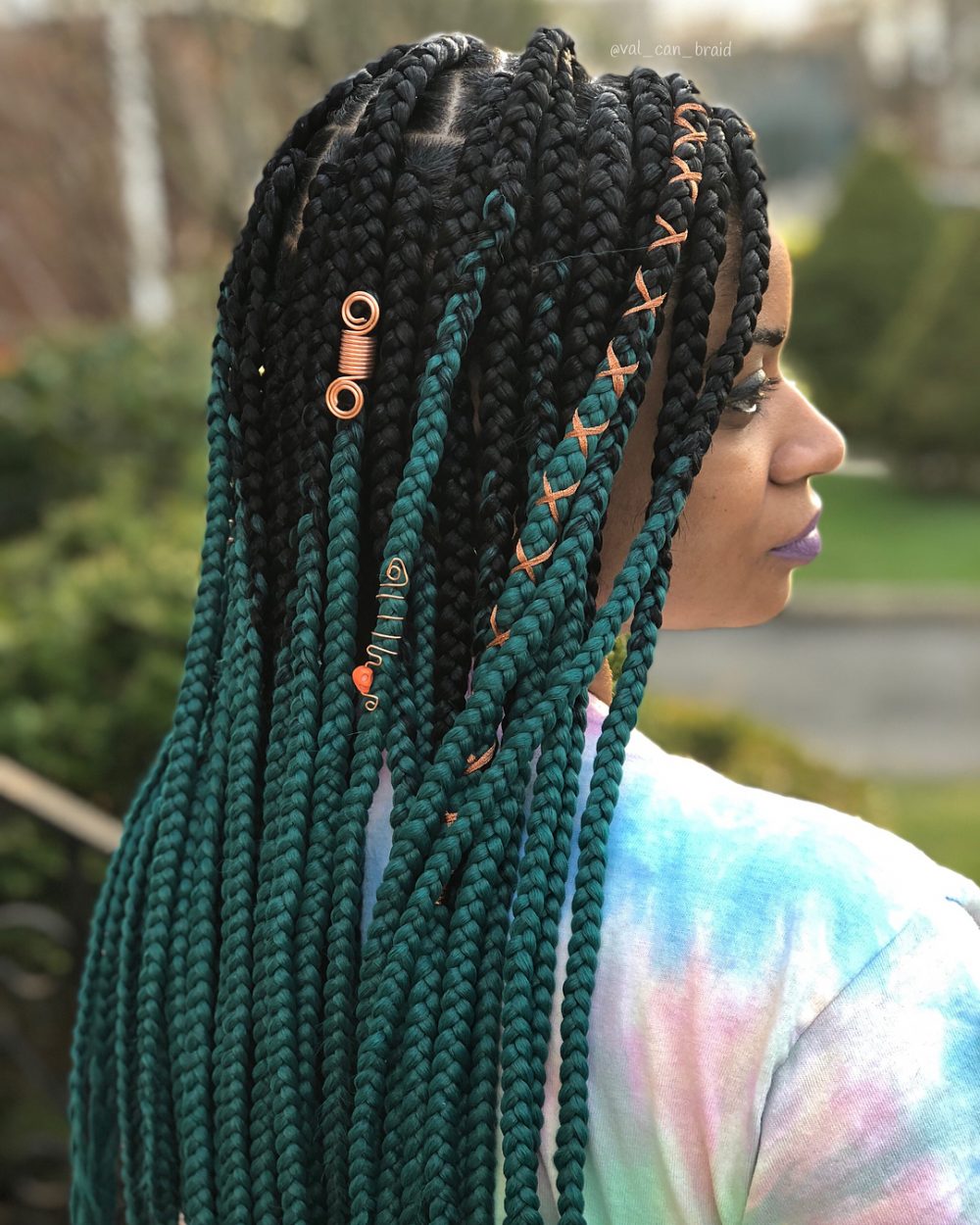 Hair braided with chains and accessories