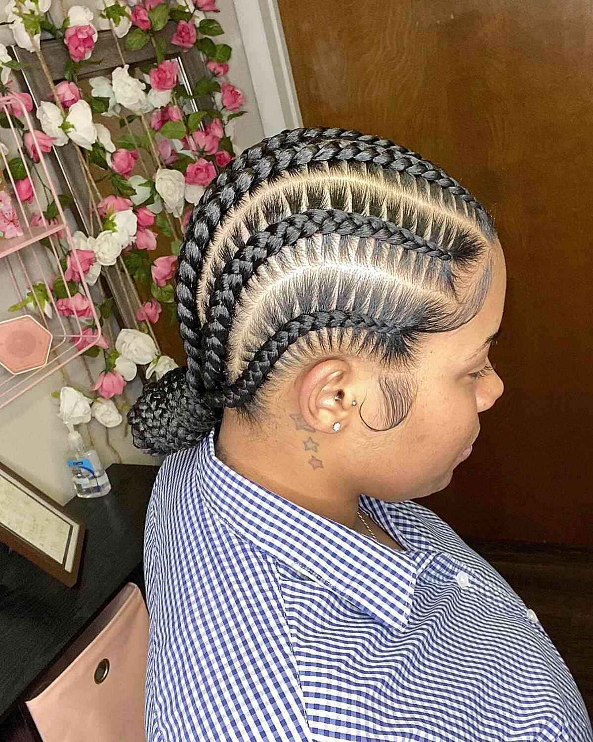 Hawaiian Neat Cornrow Braids with Low Bun