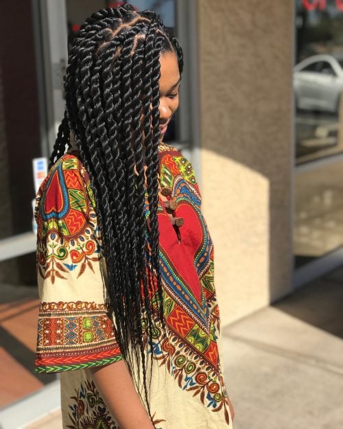 Senegalese twist cornrows