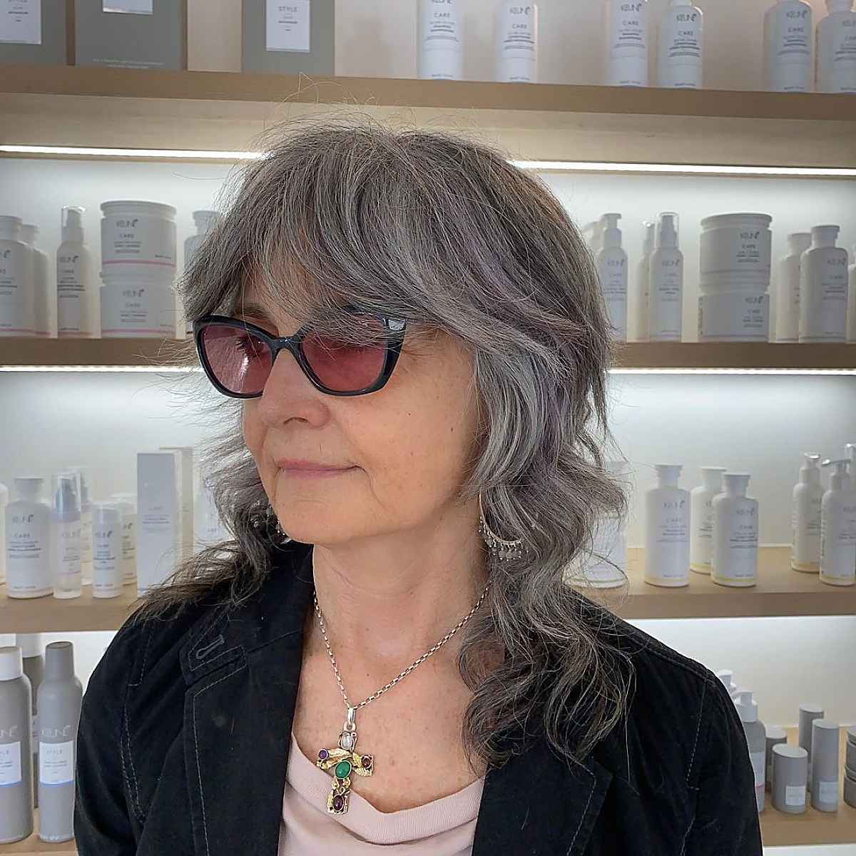 Shoulder-Length Shag for 60-year-old ladies