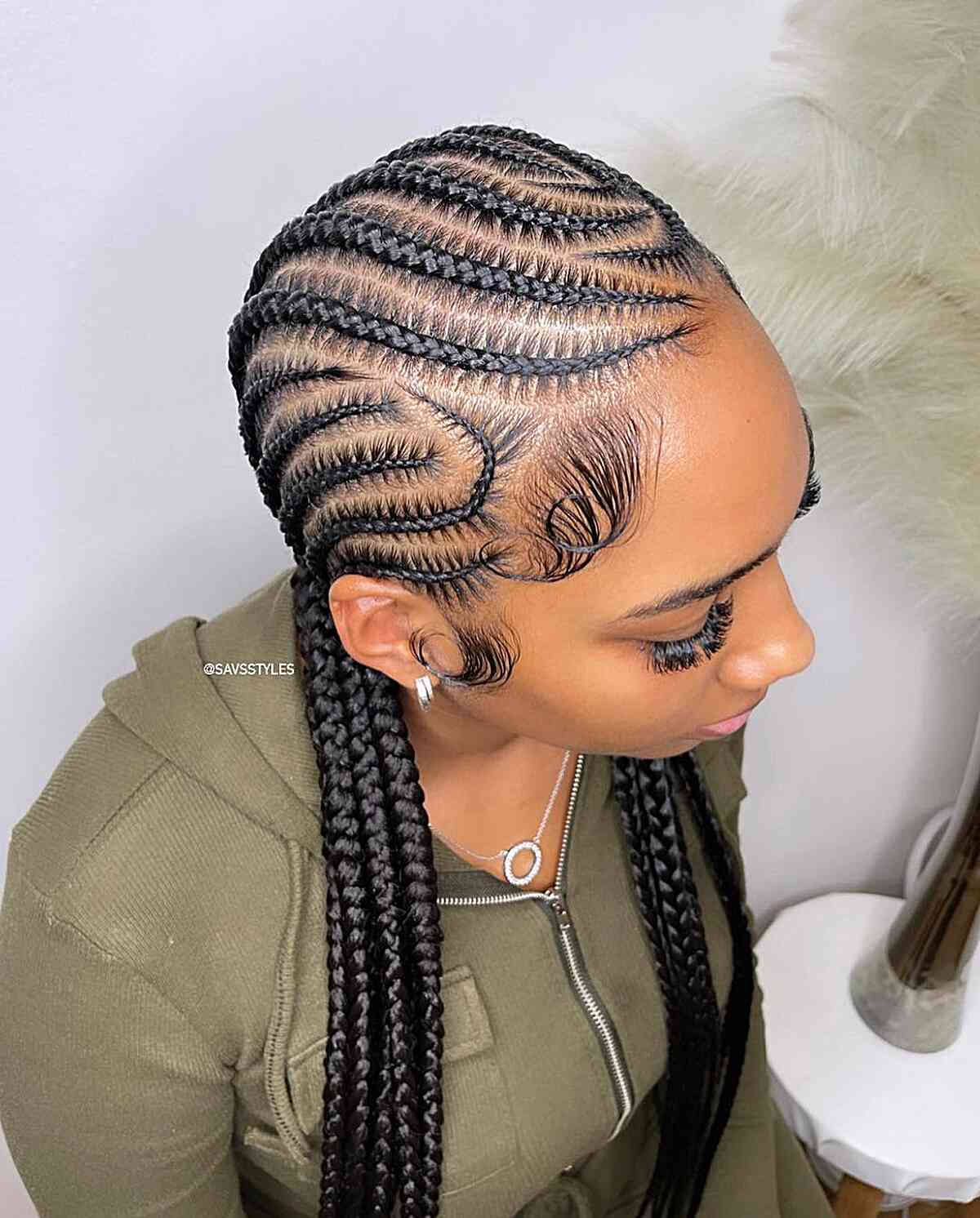Medium Freestyle Feedin Braids for Black Women