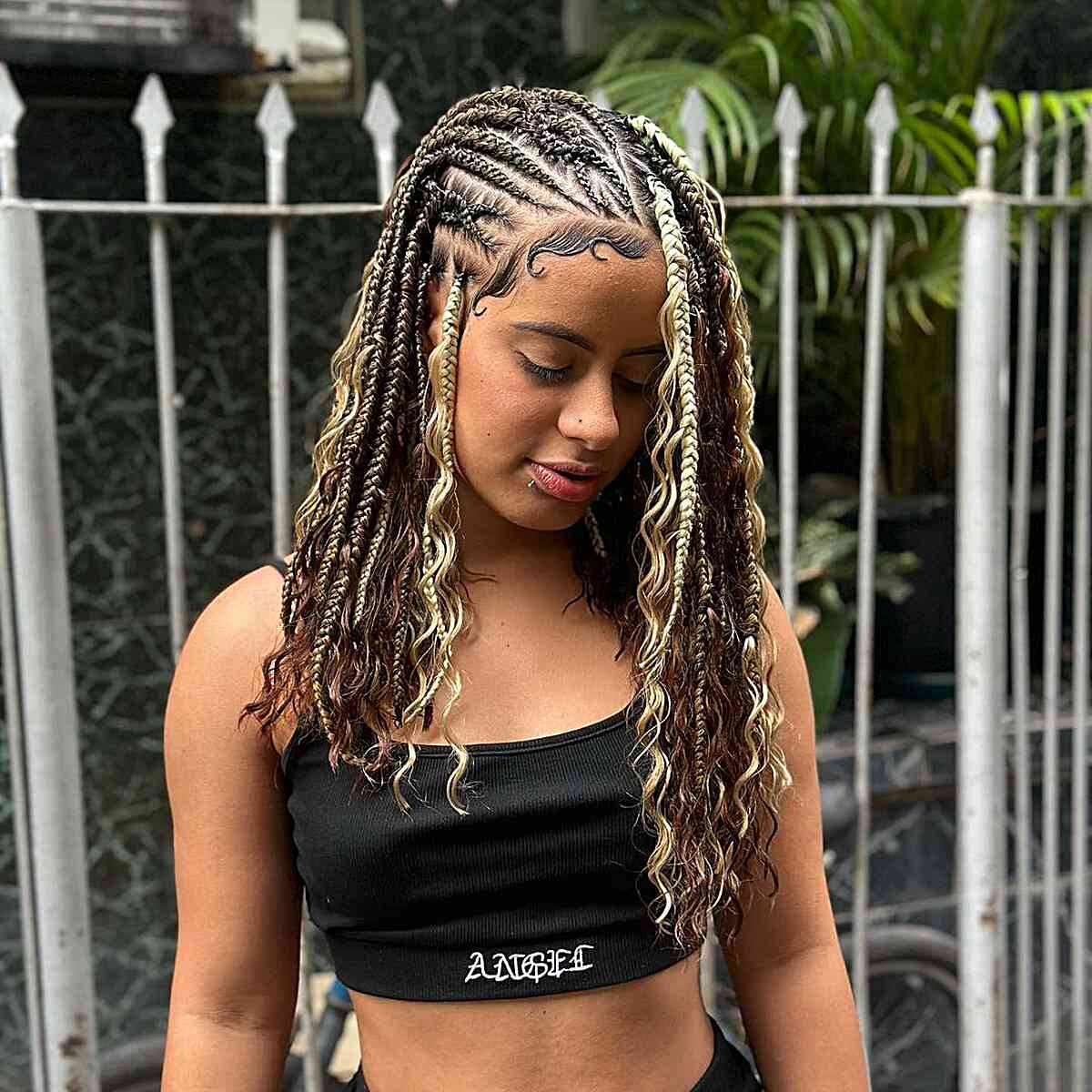 Blonde Feed-In Braids with Sleek Edges