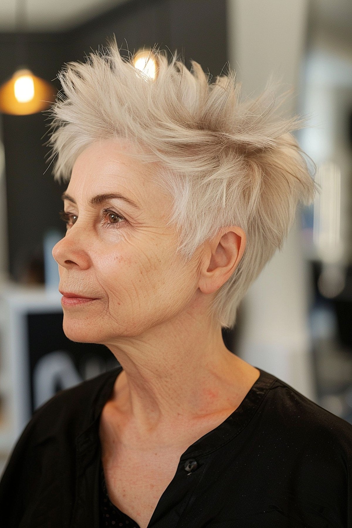 Pixie spike cut for older women