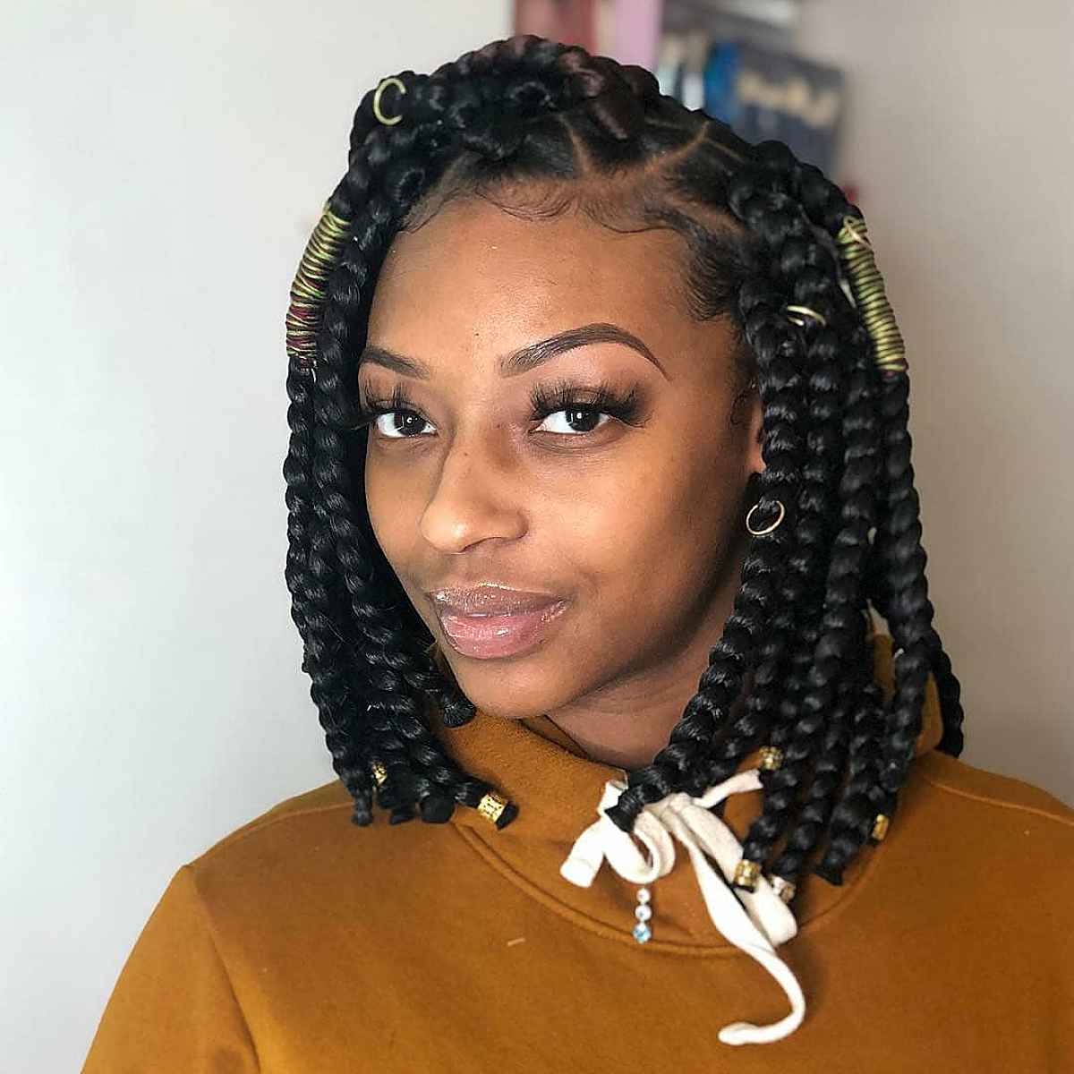 Square braids inlaid with jewels