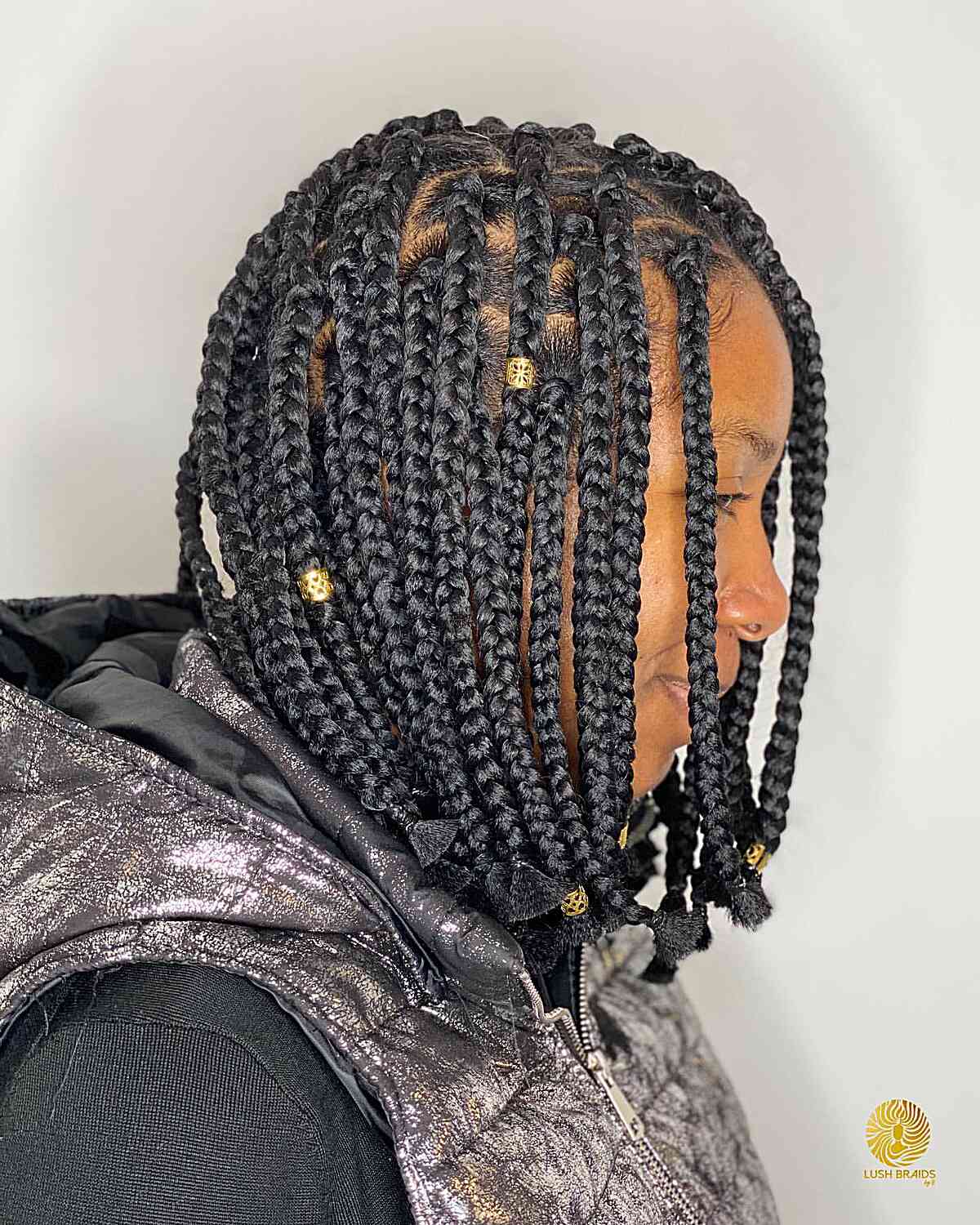 Small box braids on short hair