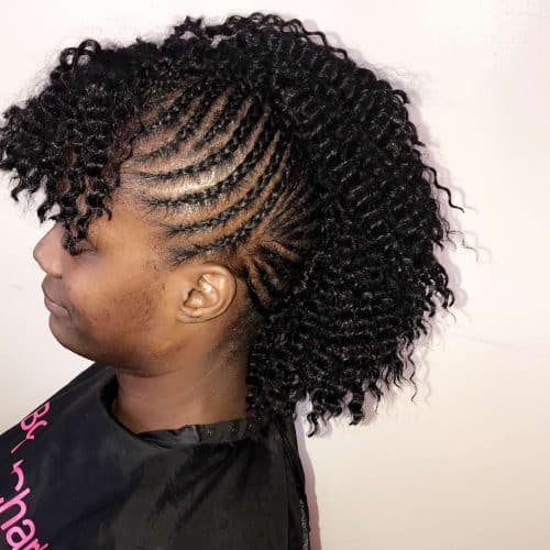 Endown hairstyle with curly ends