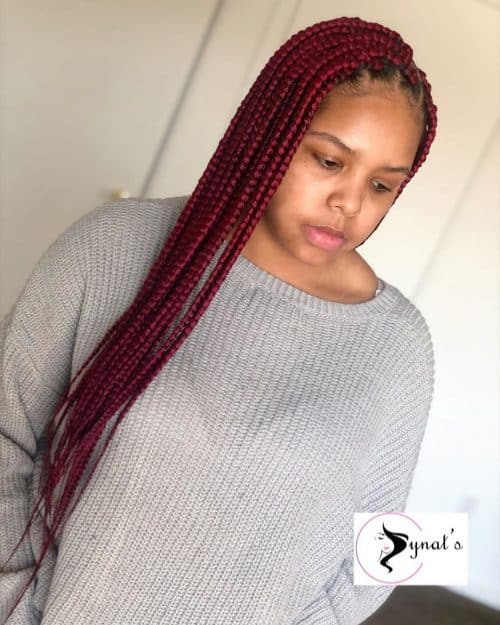 Dark red braids