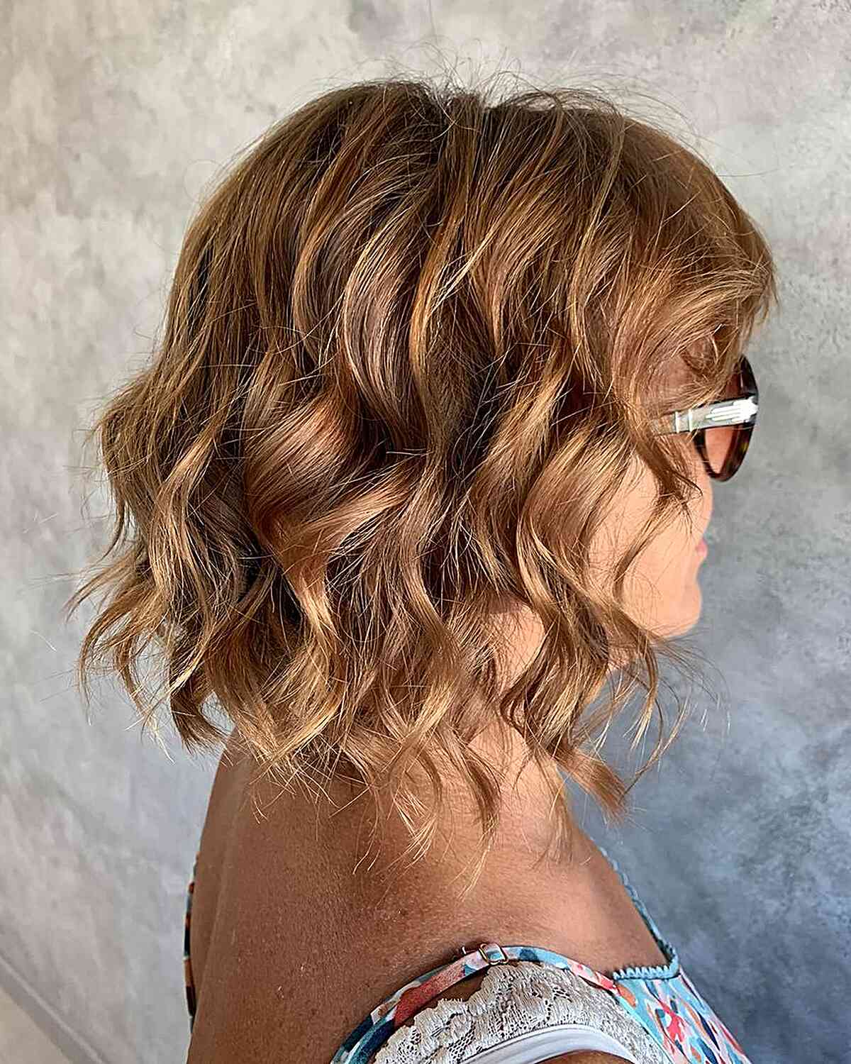 Short Waves and Caramel Balayage for Ladies Aged 60