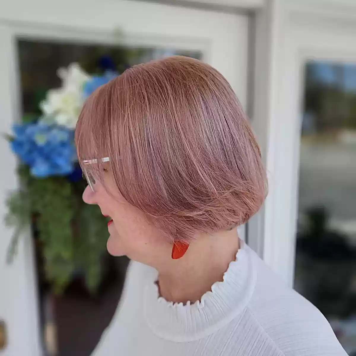 Rose Gold for Sleek Short Jaw-Length Hair for Ladies Over 60
