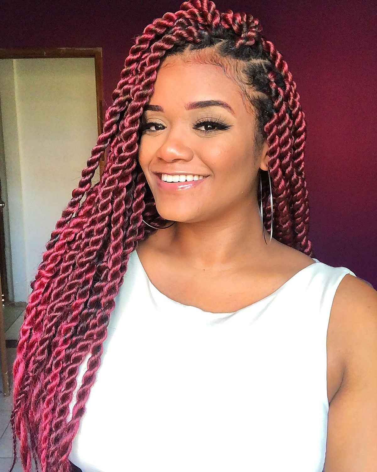 Thick twist braids with square parts
