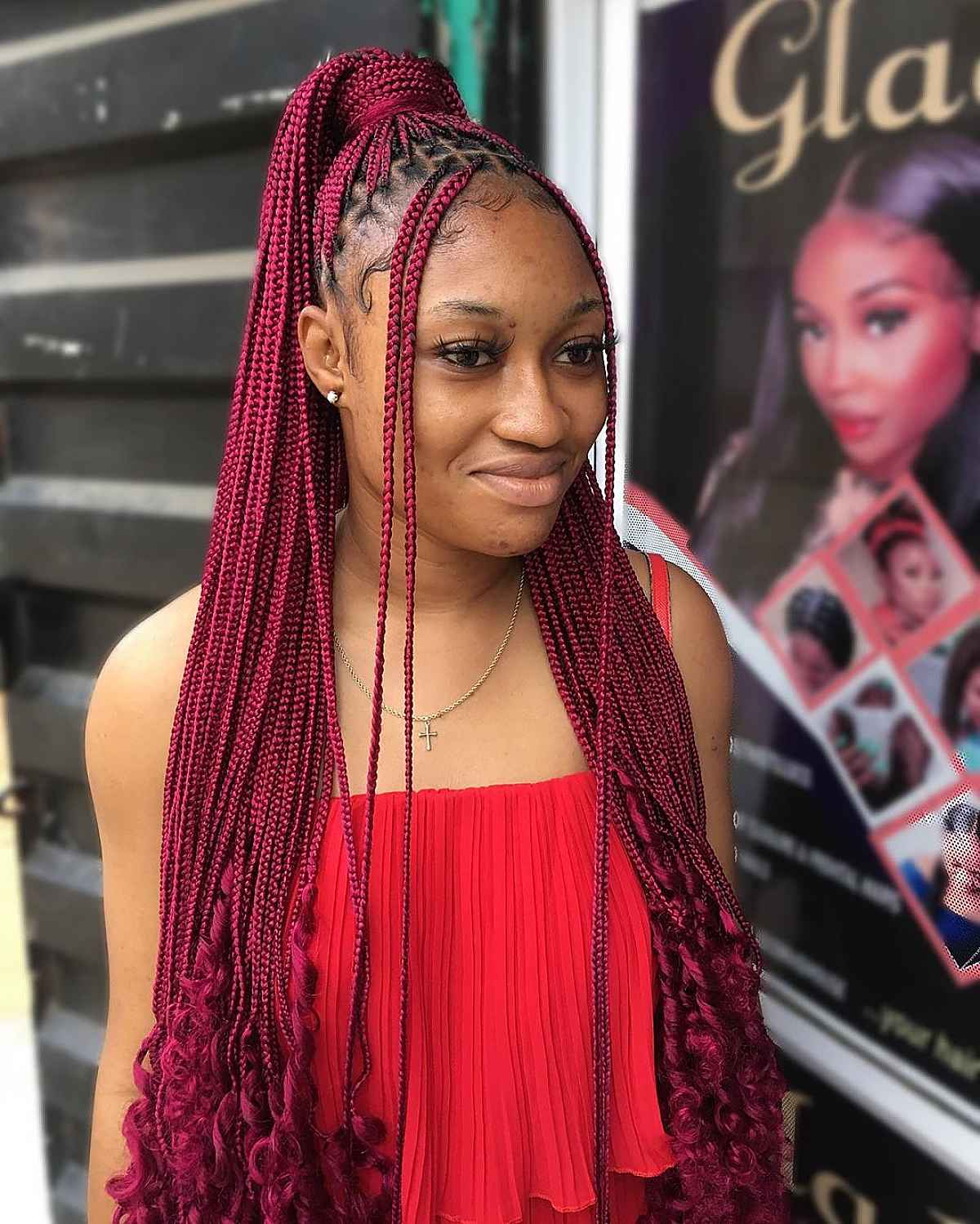 Uncomplicated braids in Burgundy color