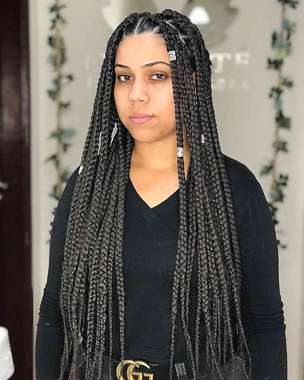 Long poetry braids with handcuffs