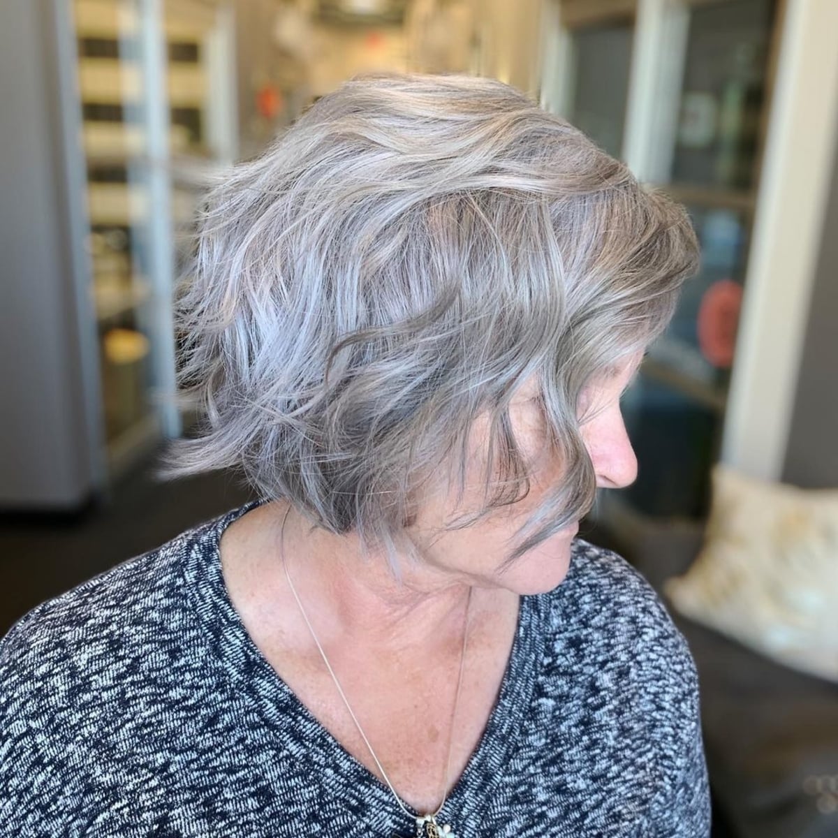 choppy bob for graying hair