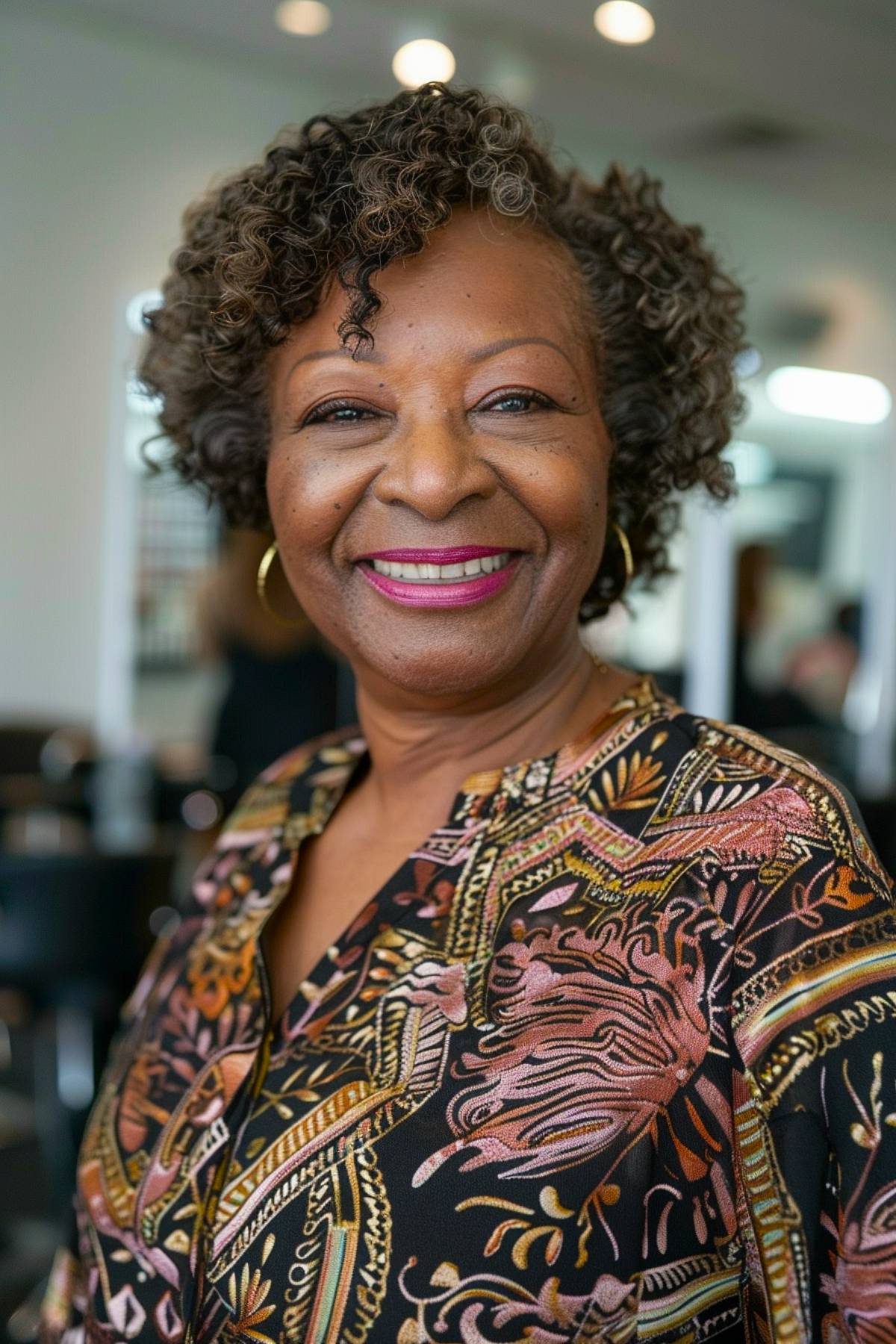 Short natural frizzy hairstyle for black women more than 60