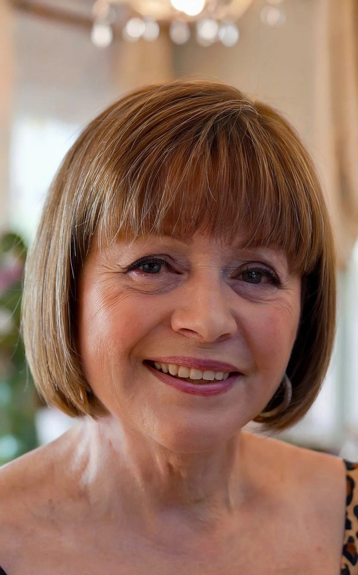 Short Blunt Bob with Fringe for Ladies Sixty and Over