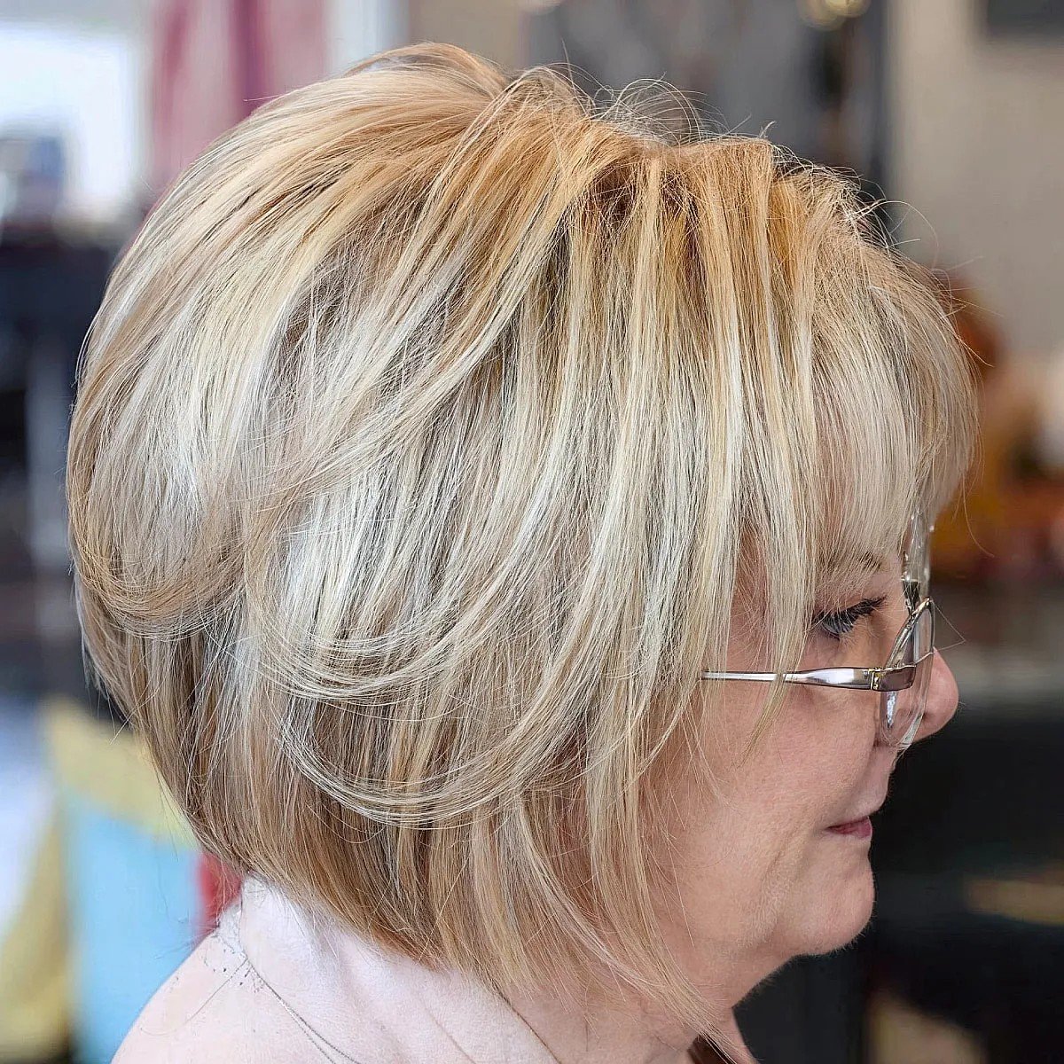 Chin-Length Blonde Bob for Older Women