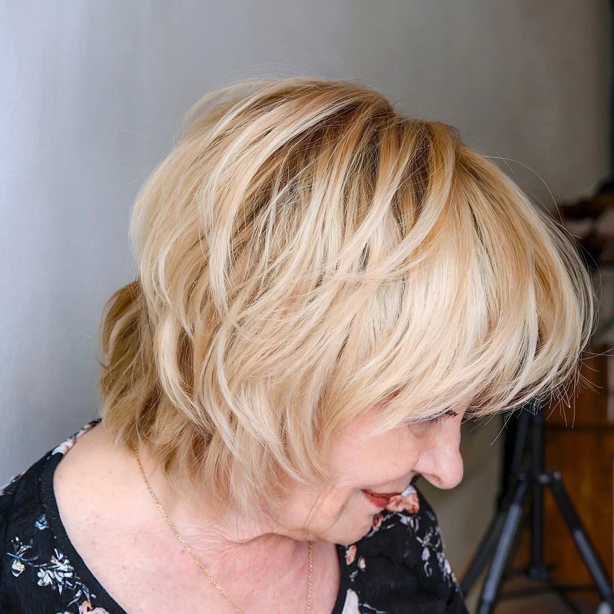 Youthful Pixie Bob with Bangs and Glasses