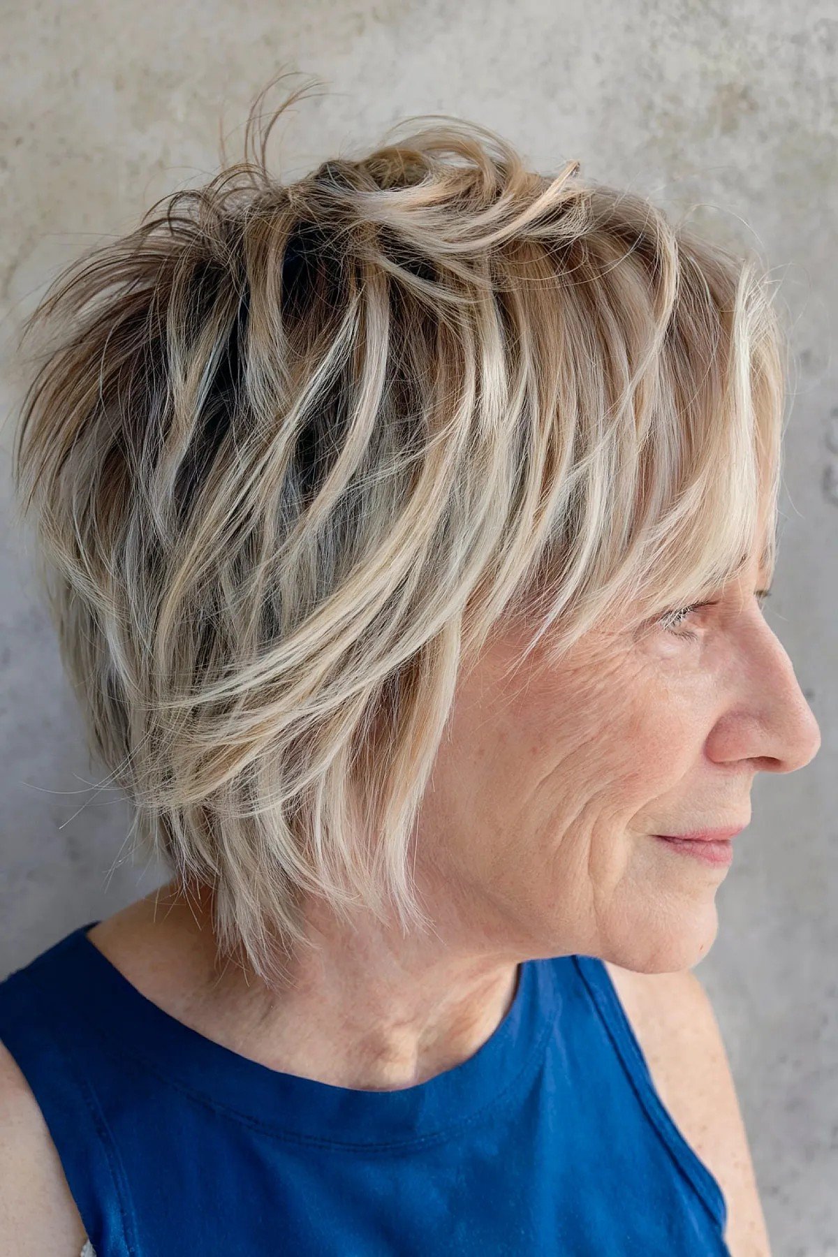 Edgy Shaggy Bob with Long Bangs