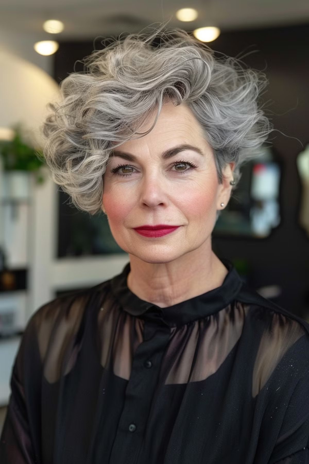 Sixty asymmetric Bob for a sixty -year -old woman with short hair