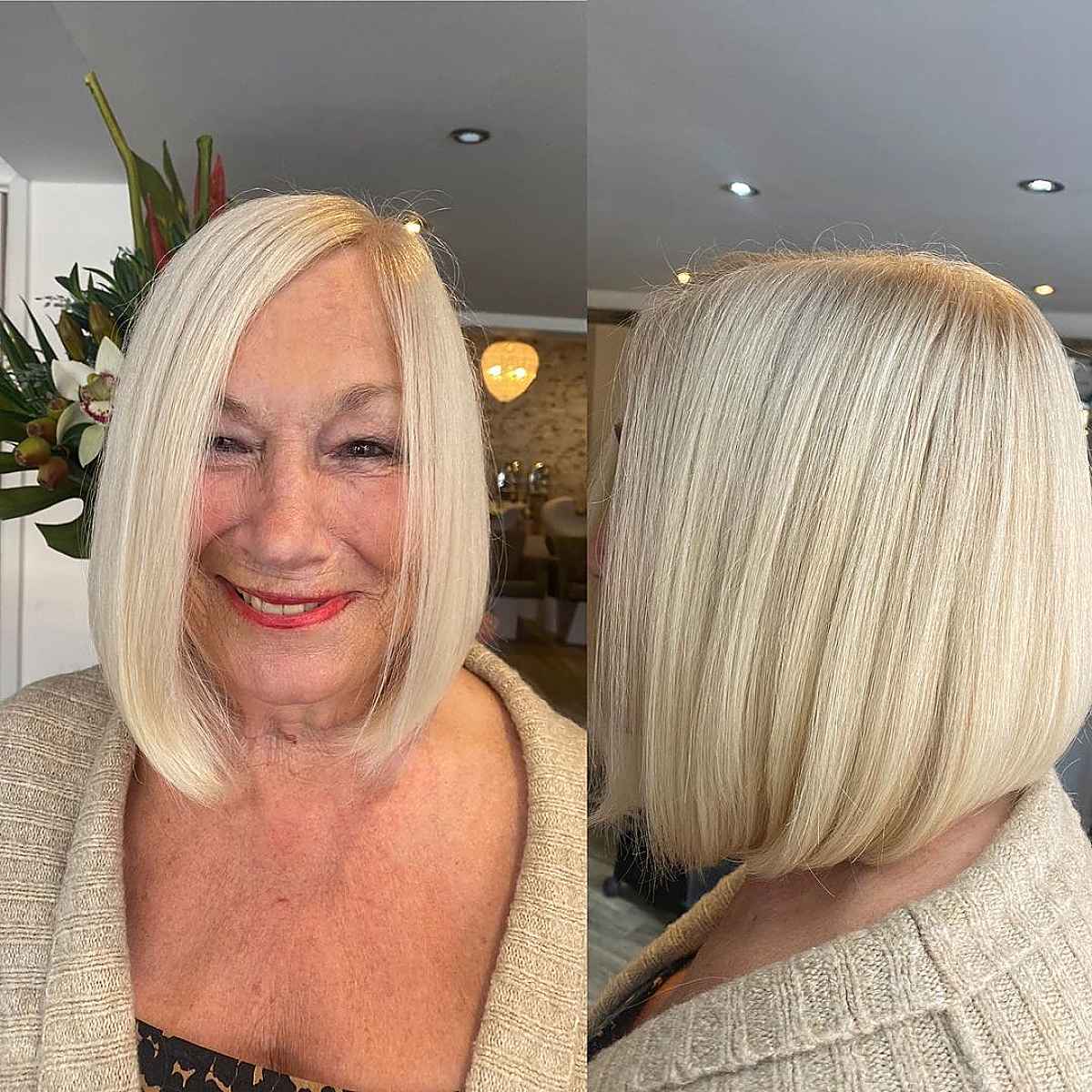 Classic long bob for soft hair for women in the 1960s