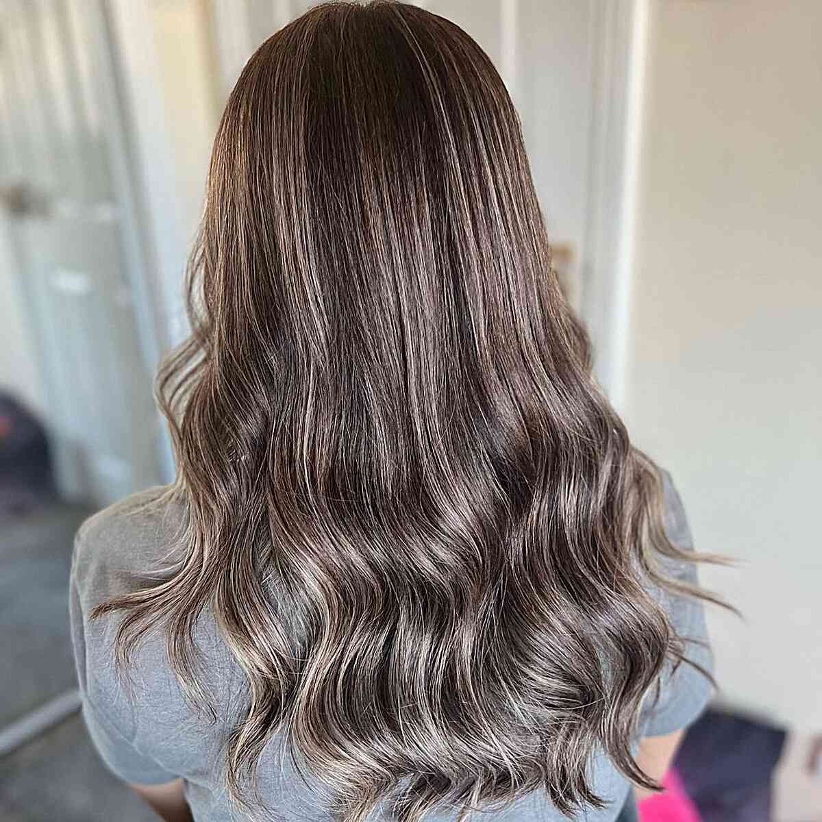 Dark Brunette Ash Tone for Long Hair's Grey Blending