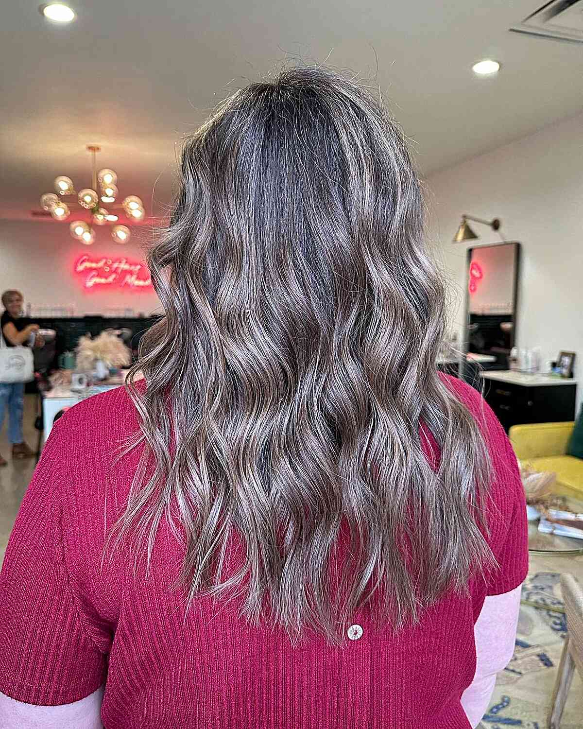 Dark Low-Maintenance Soft Grey Blending with Fresh Medium Haircut